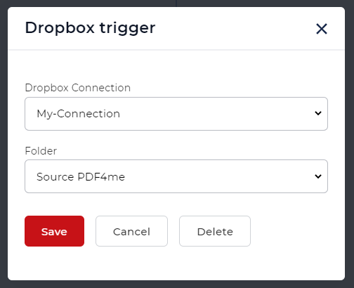 Trigger Dropbox per il flusso di lavoro